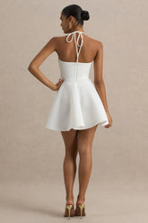 Taylor | White Lily Print Square-Neck Mini Dress